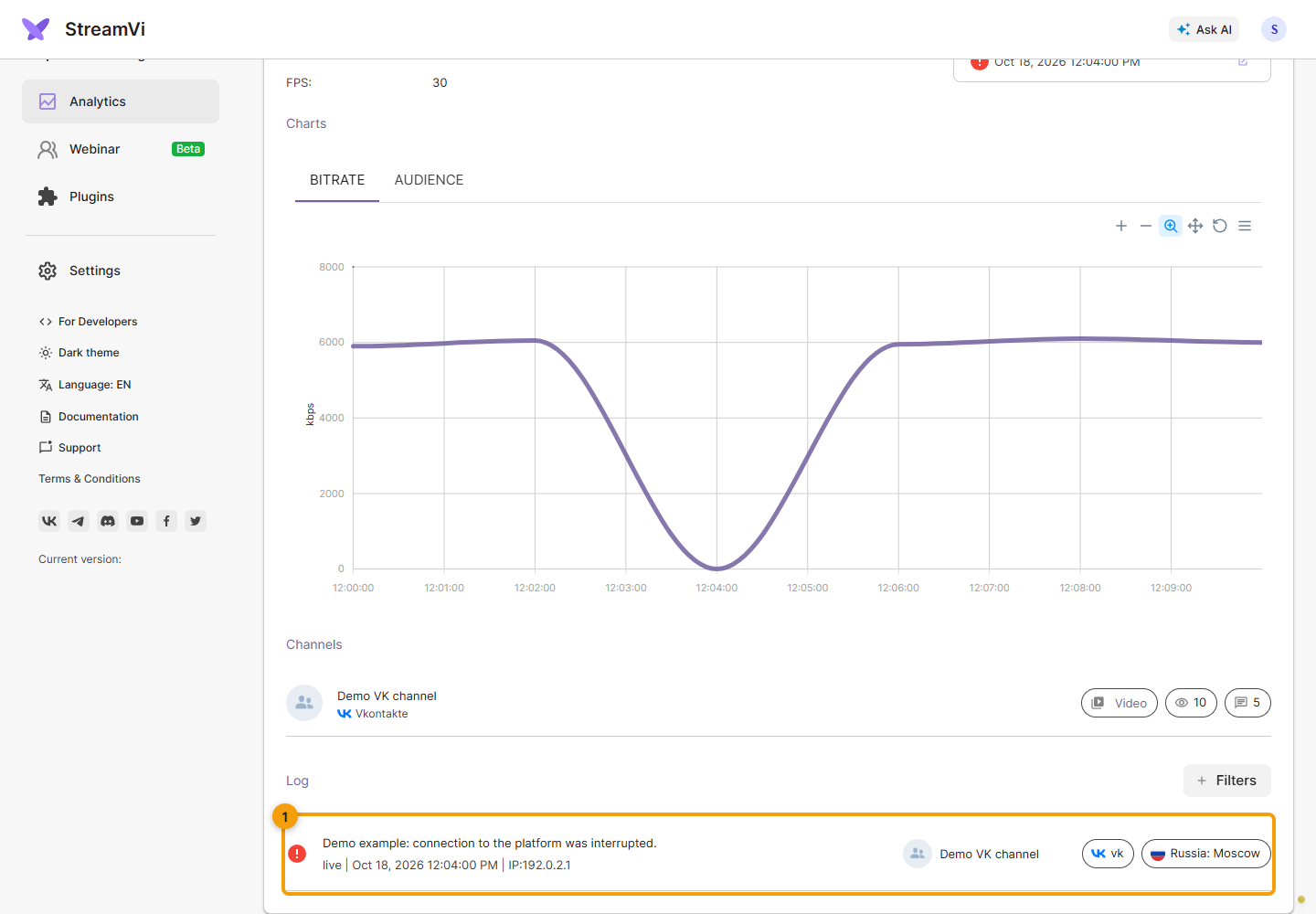 Event log. 1. Compare the event time and message with the dip in the graph