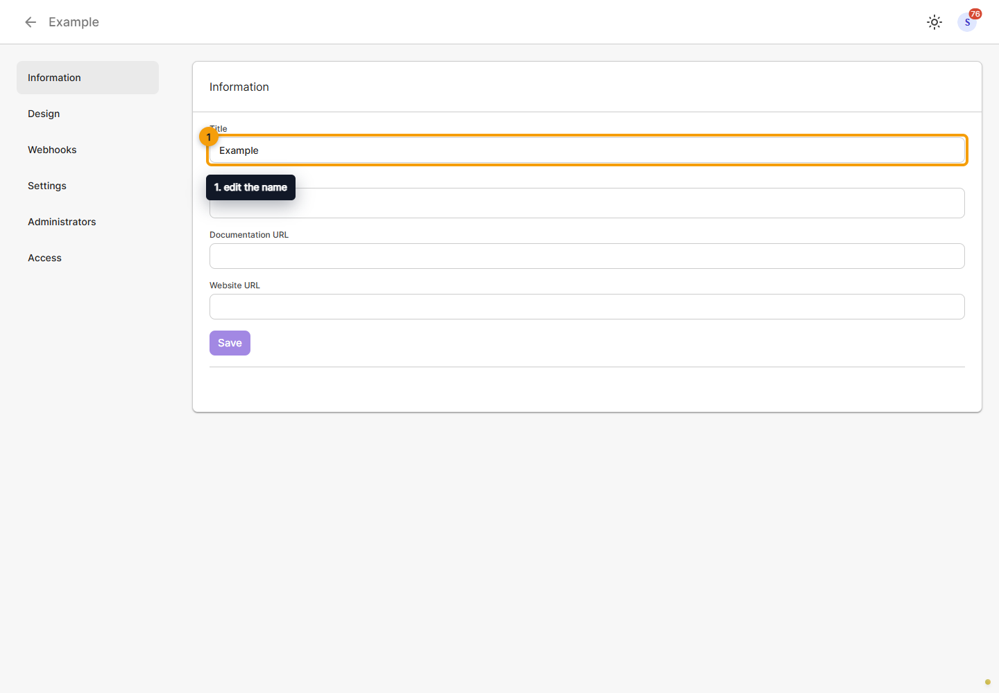 Information. 1. edit the name