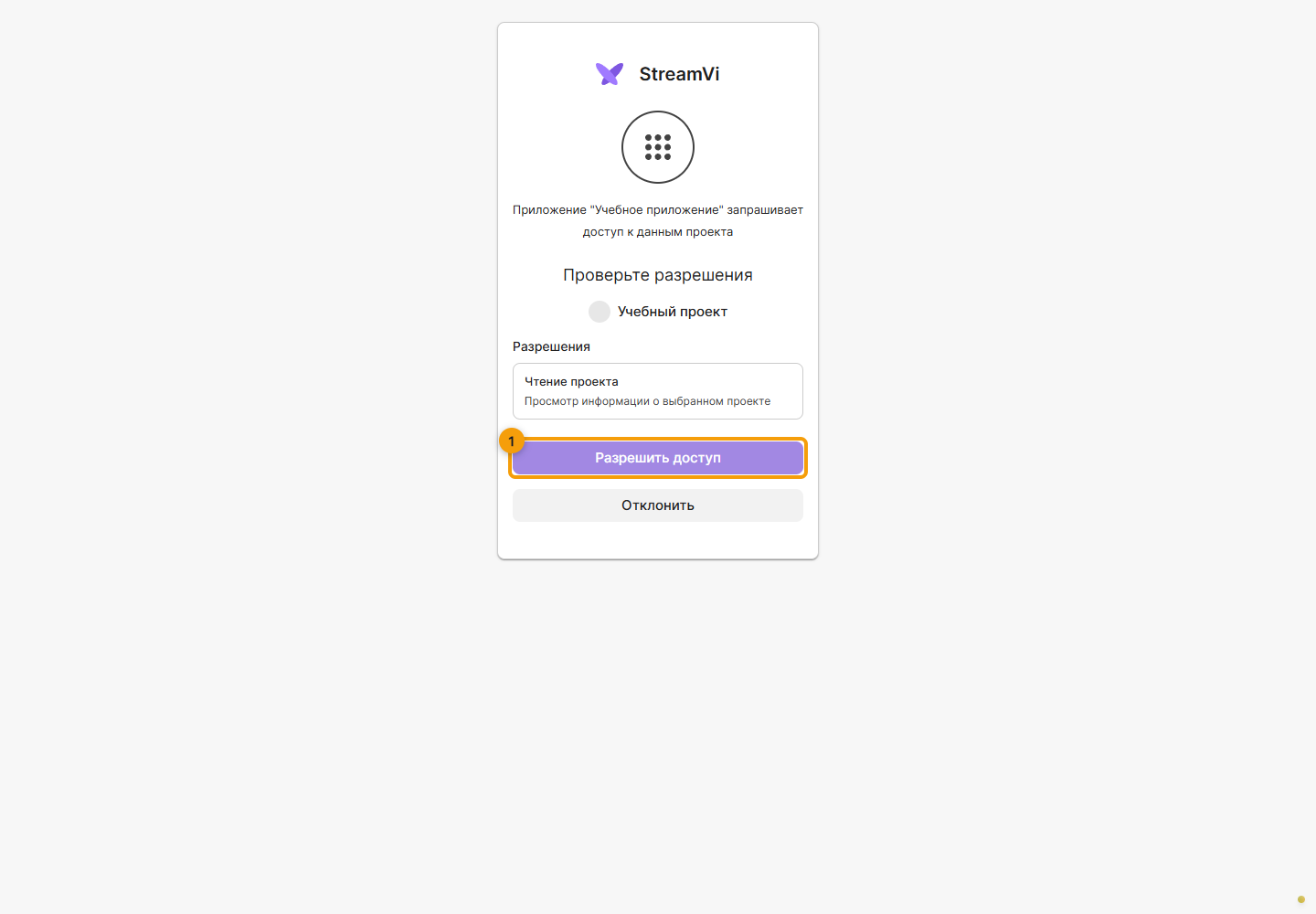 OAuth. 1. нажимает Разрешить доступ