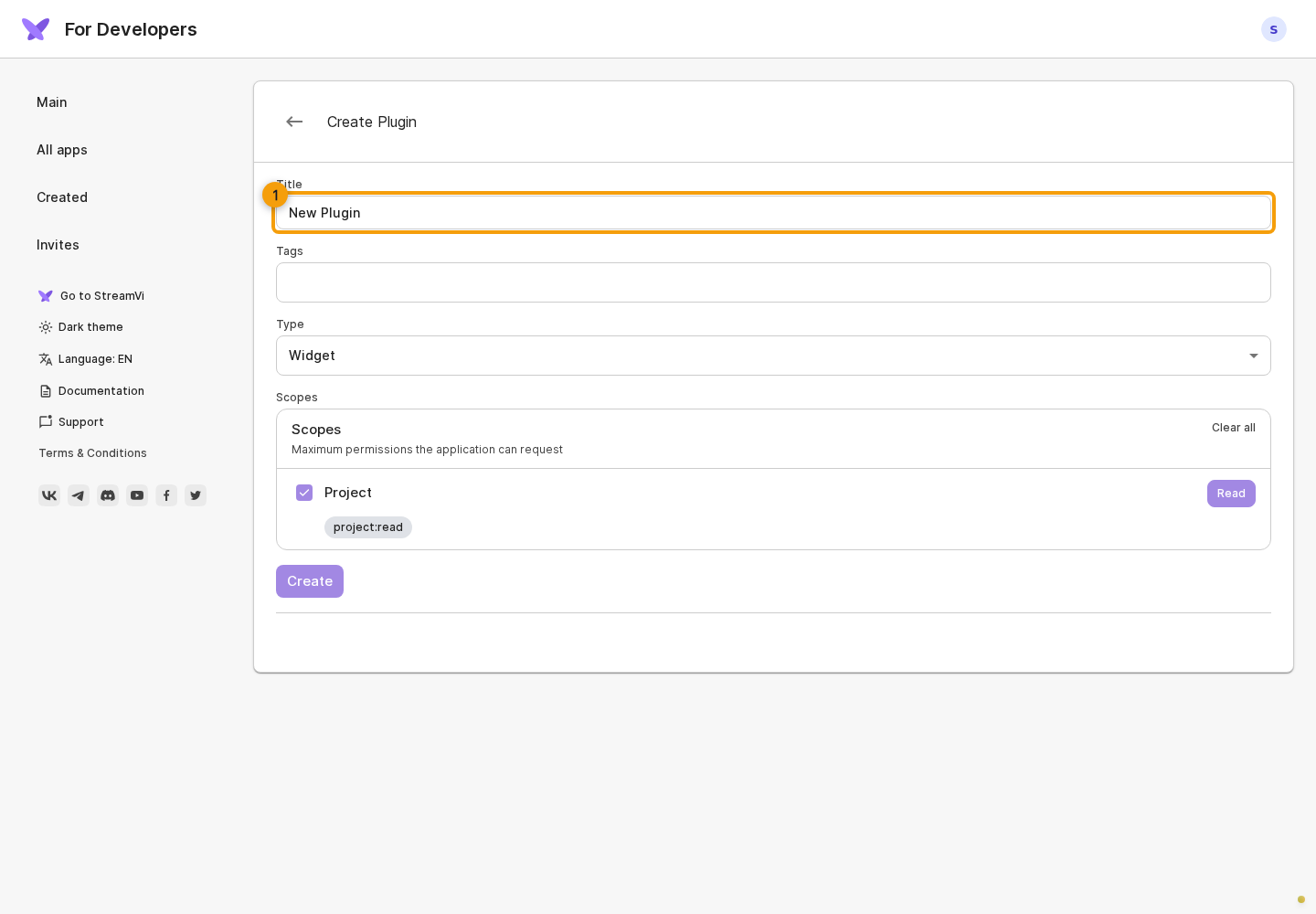 Creating a plugin. 1. Enter a clear name