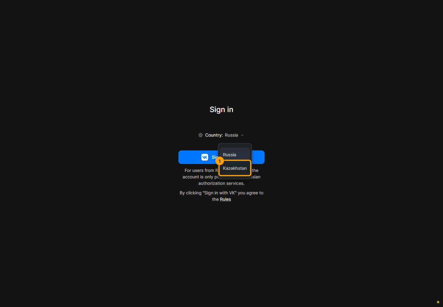 Sign in. 1. select your country