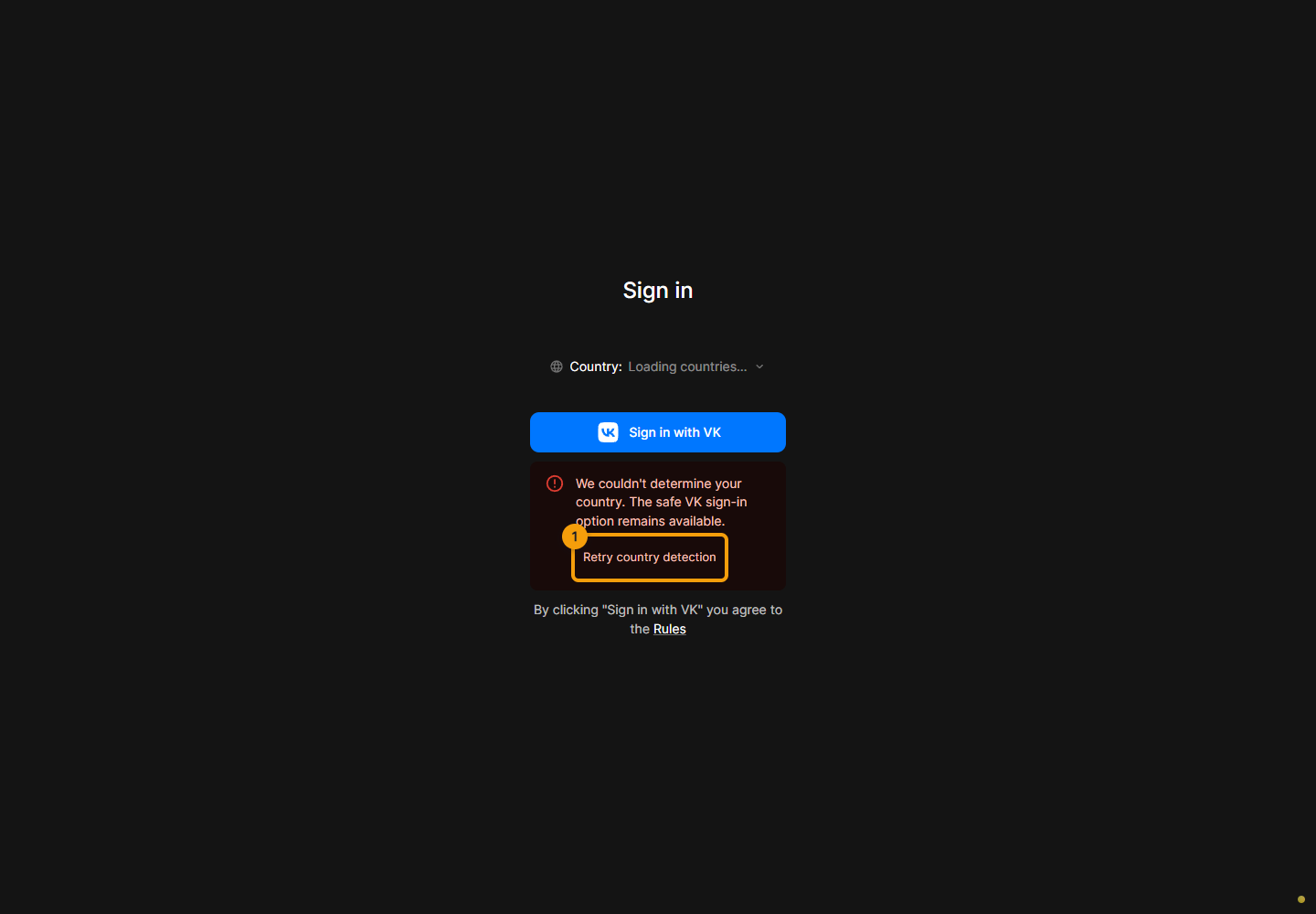Sign in. 1. click the retry button below the error message