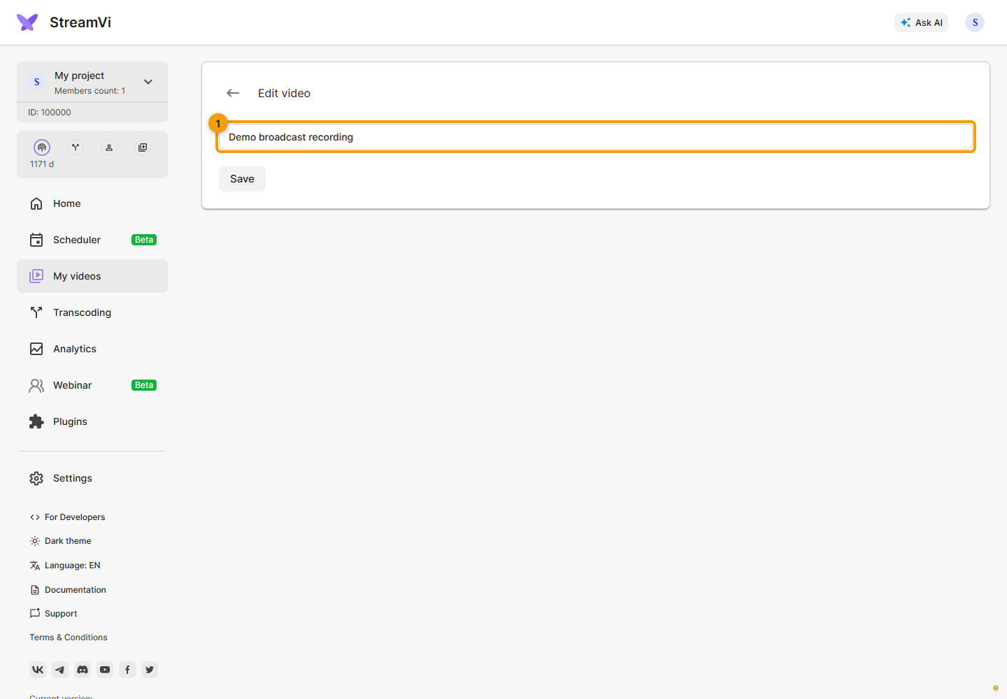 Videos. 1. Change the name in the editing form