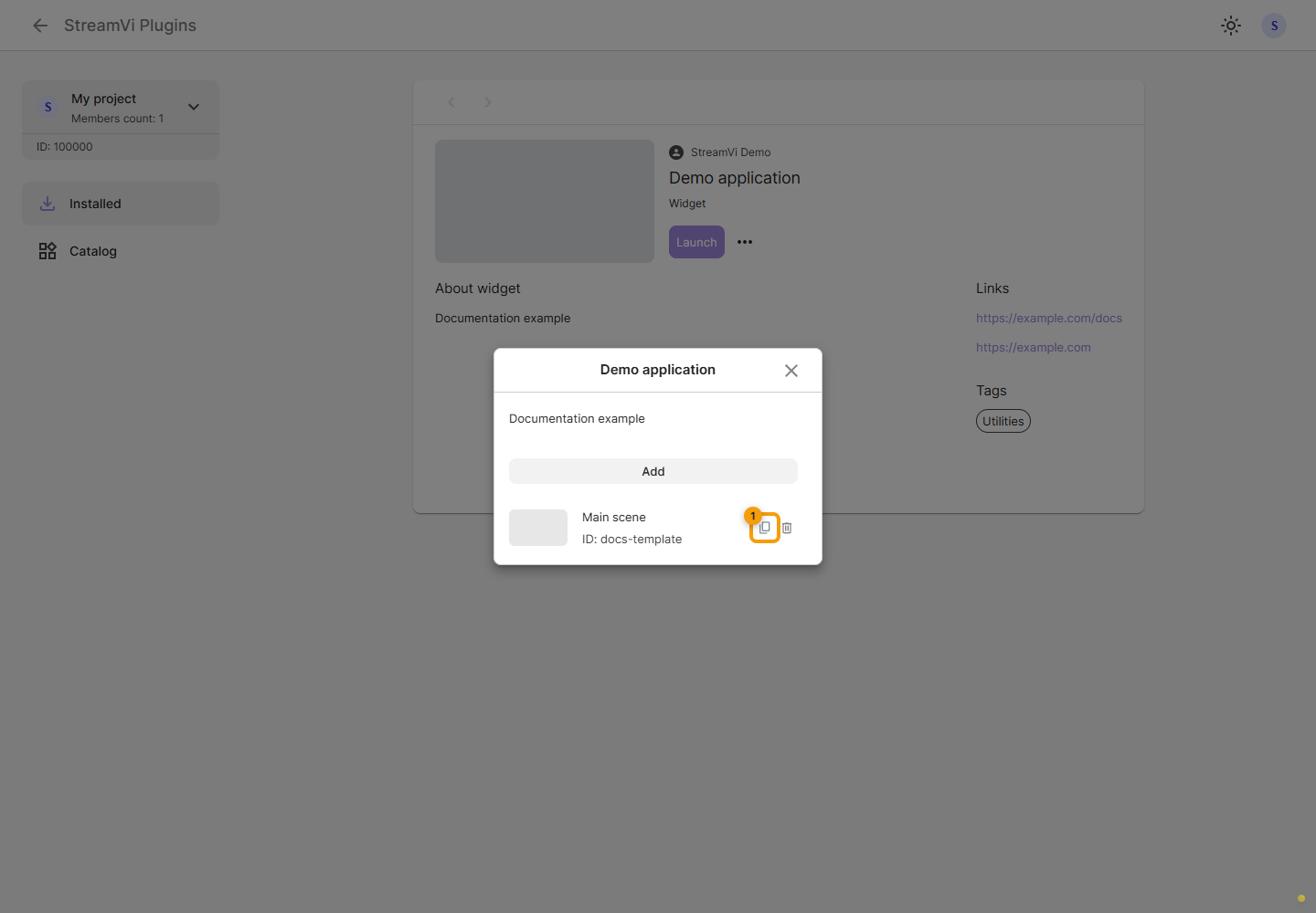 Widget templates. 1. click the copy icon on the right of its row