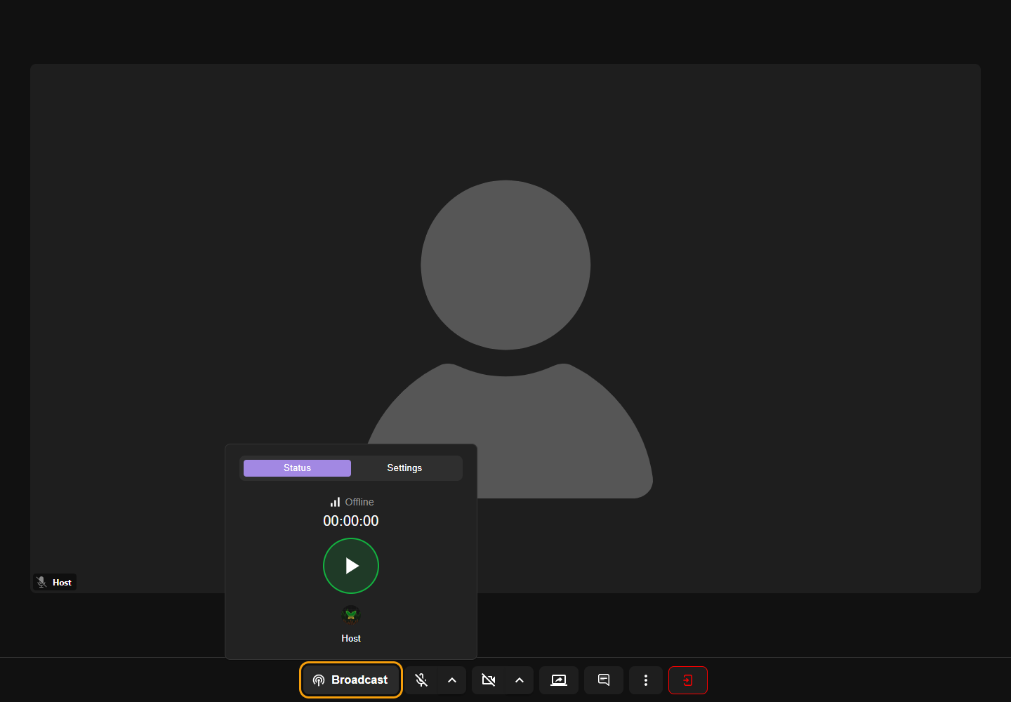 Broadcast controls before starting